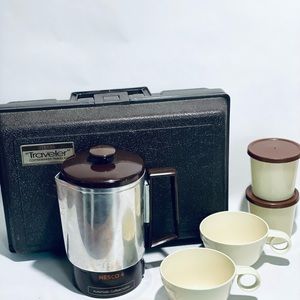 Vintage Nesco travel kit coffee maker & cups camping RV